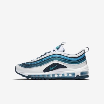 Nike Air Max 97 - Nagyobb Gyerek Air Max Trainers - Fehér/Kék/Türkiz